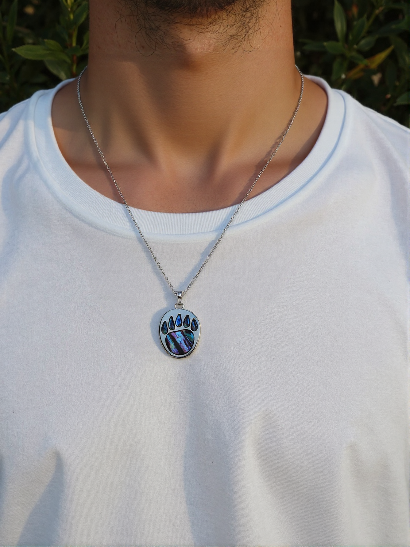 Paua Shell Bear Paw Necklace