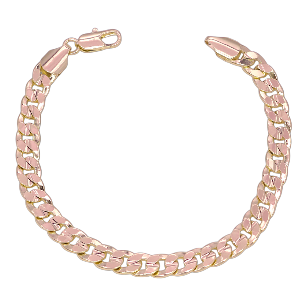 GOLD FILLED ORO LAMINADO FLORENTINE CUT CUBAN BRACELET