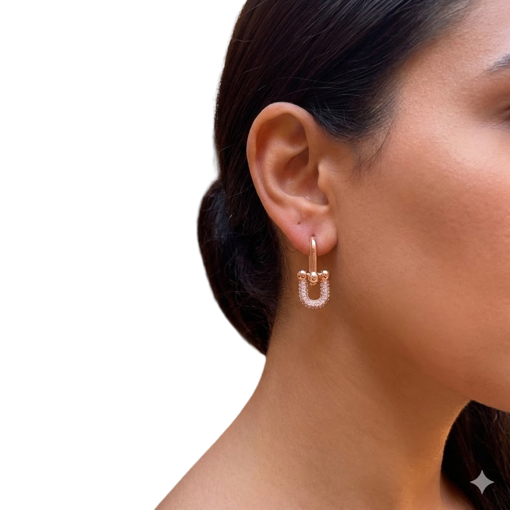 Gold Filled Oro Laminado Moroccan Horseshoe Dangle Earrings