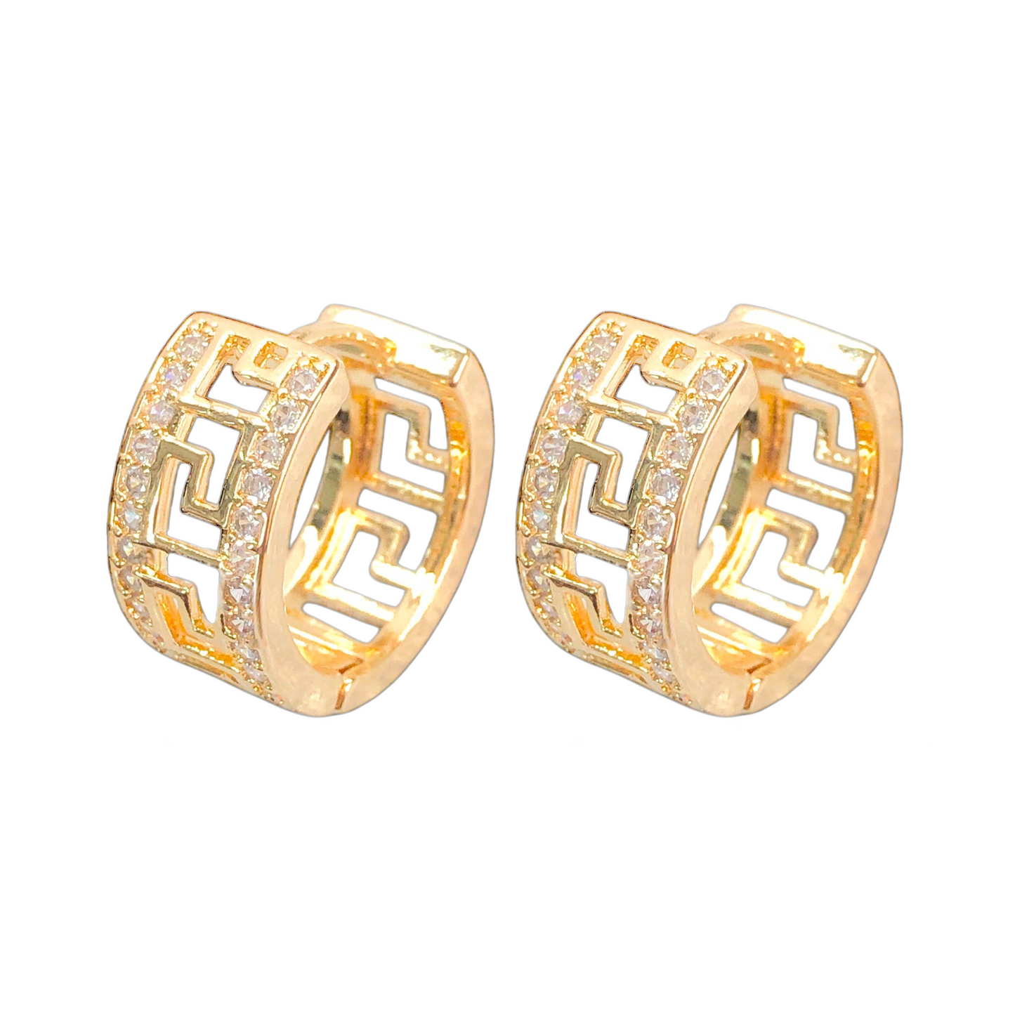 Gold Filled Oro Laminado Moroccan Mosaics Zirconia Earrings