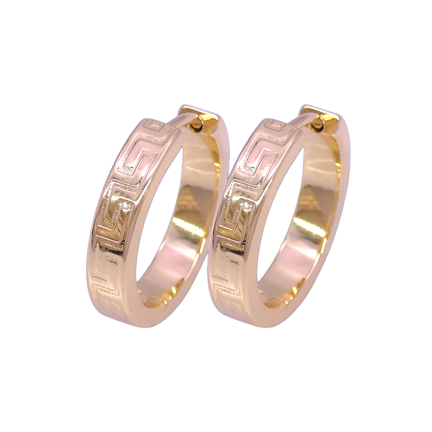 Gold Filled Stainless Steel Greece Romana Hoop Earrings