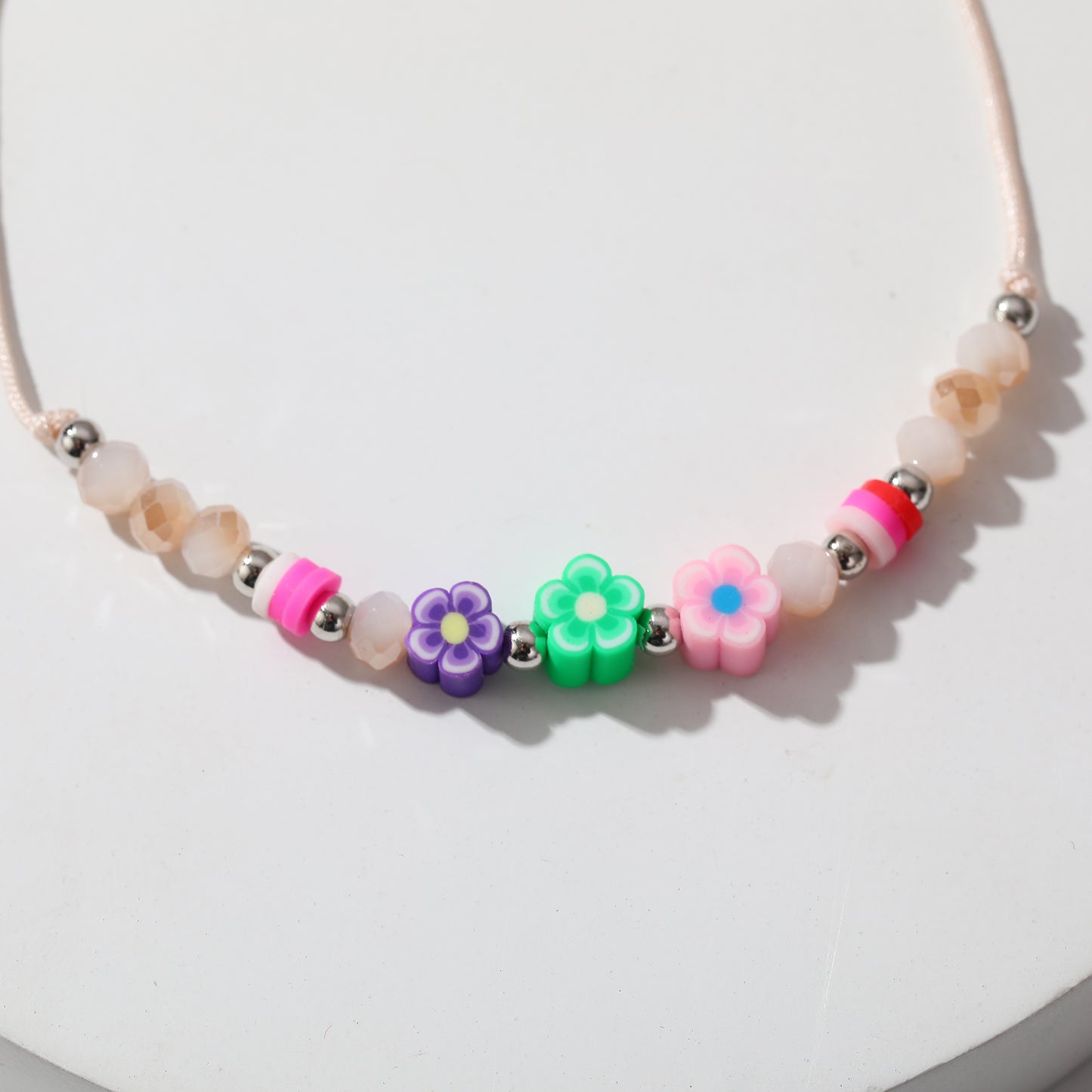 Colorful Handwoven String Bracelets with Round & Flower Beads - Boho Style Jewelry for Women