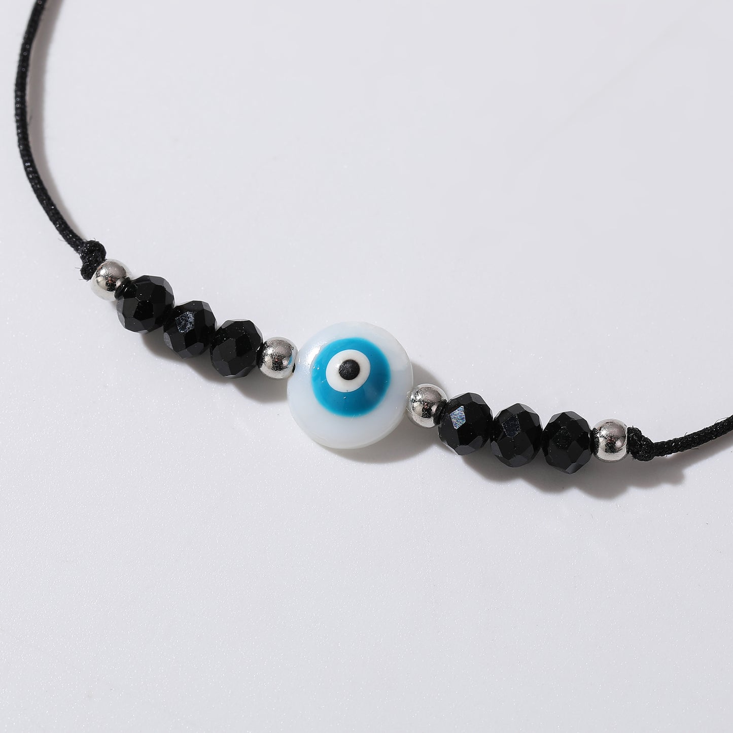 Assorted Adjustable String Lucky Eye Bead Bracelets - Protection & Style in Black, Blue, Pink & White