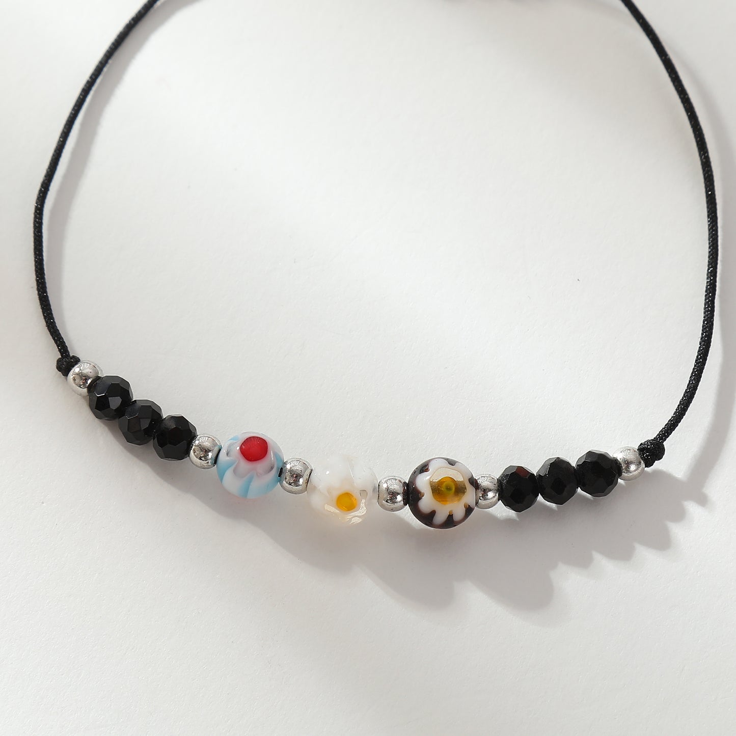 3 Millefiori Bead Bracelets - Colorful Handmade Jewelry for Women, Boho Style Adjustable Bracelets