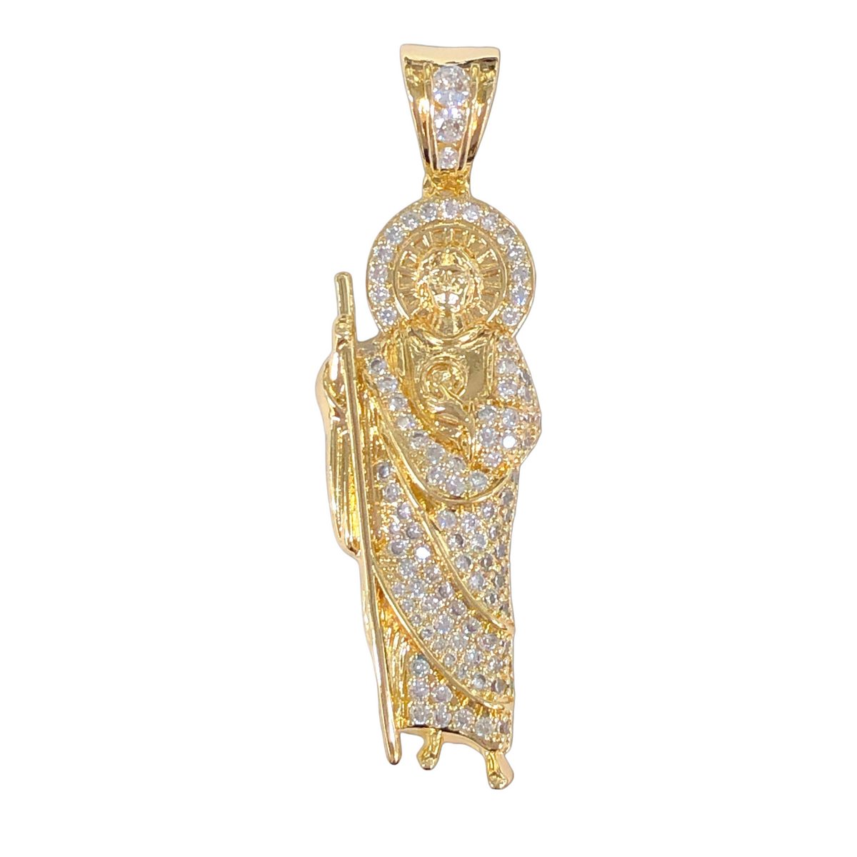Oro Laminado Gold Filled Blessed San Judas CZ Pendant