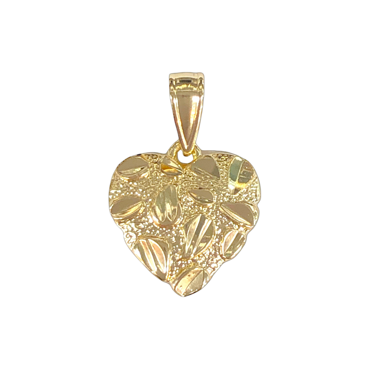Oro Laminado Gold Filled Gold Nugget Heart Pendant