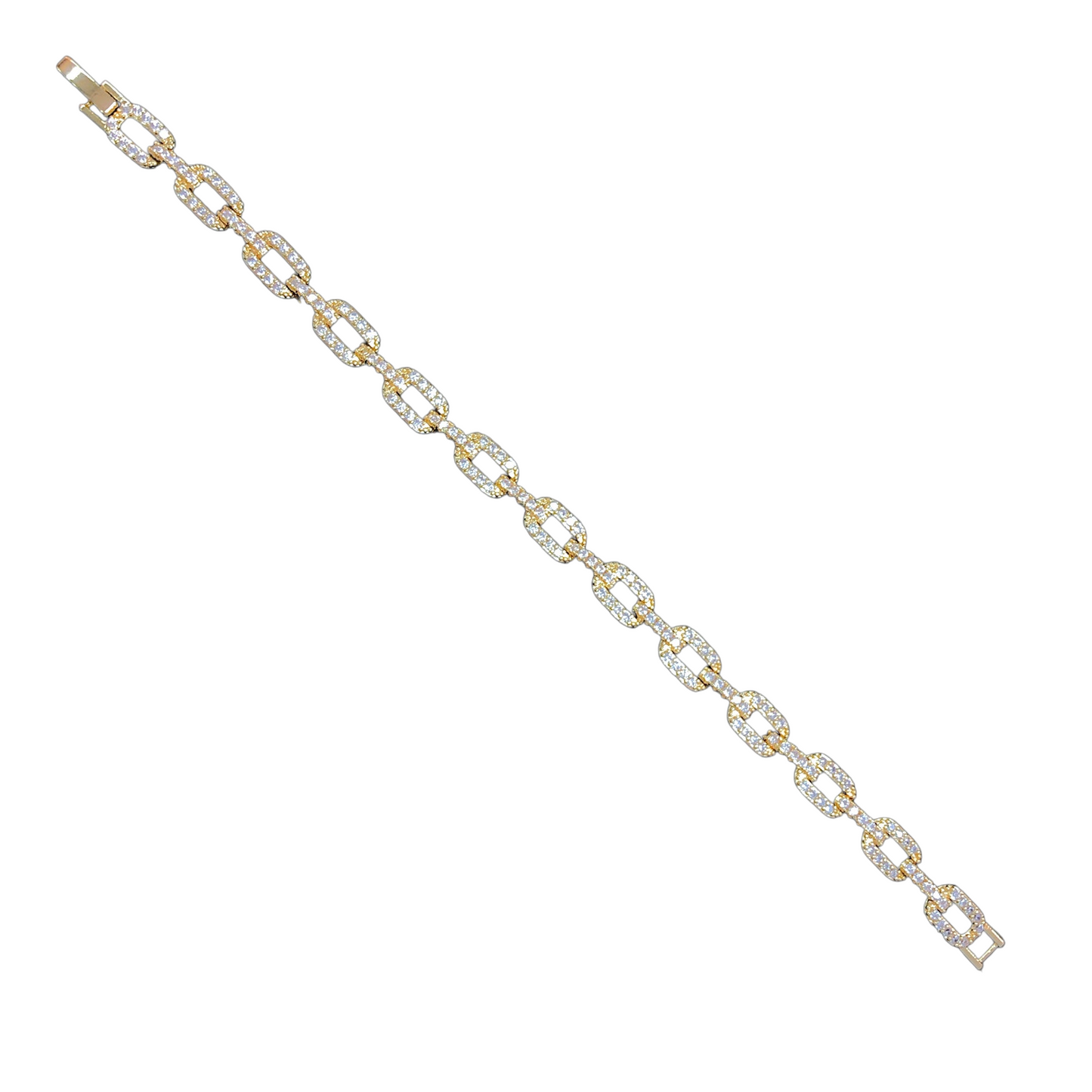 Oro Laminado Gold Filled Lugano Fancy Cuban CZ Bracelet