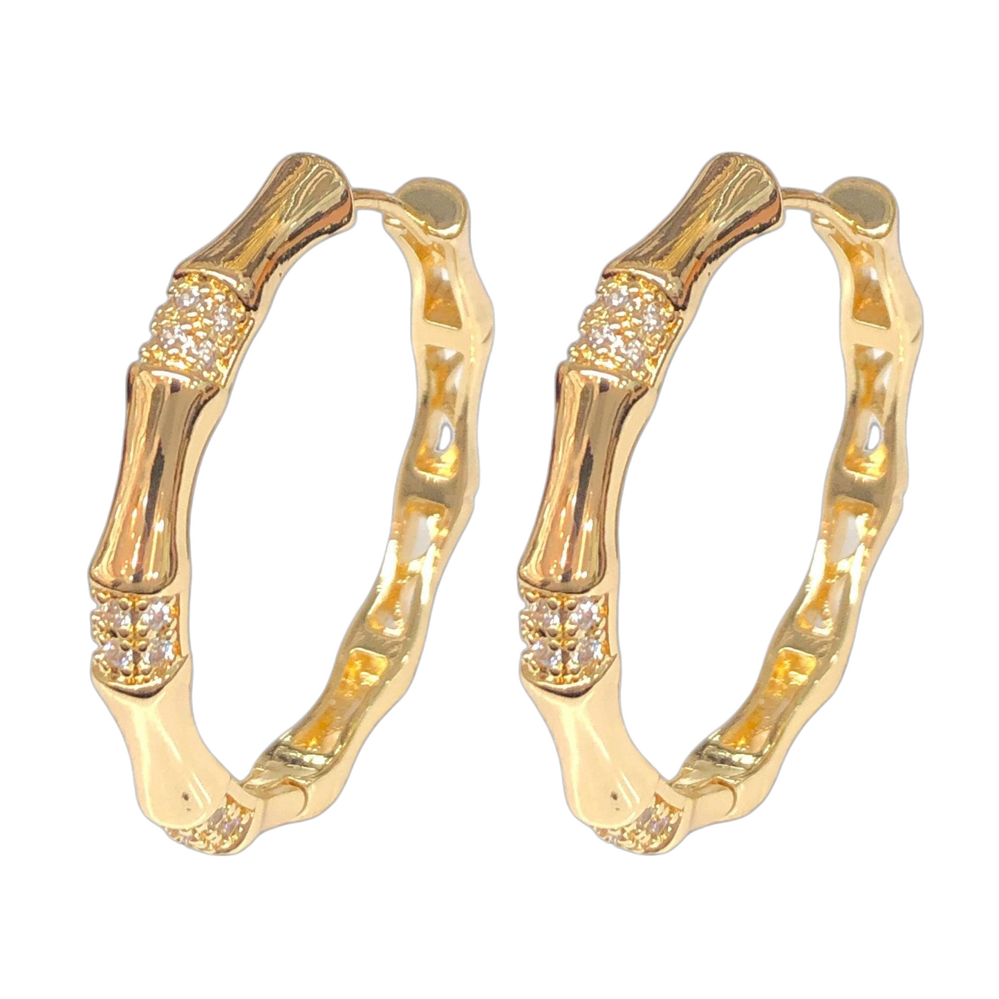 Oro Laminado Gold Filled Norwegian Princess CZ Hoop Earrings