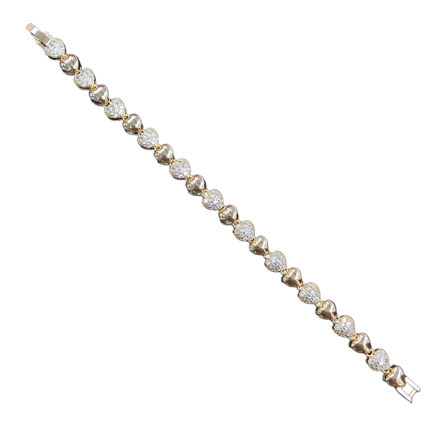 Oro Laminado Gold Filled Venetian Heart Zirconia Bracelet