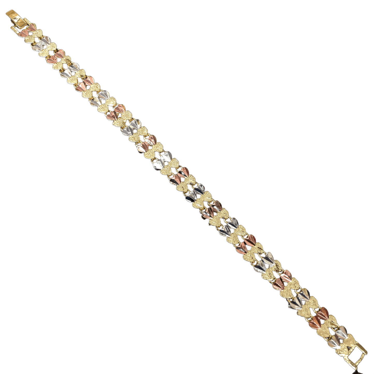 Oro Laminado Gold Filled Tricolor Parisian Edition Eternal Heart Bracelet