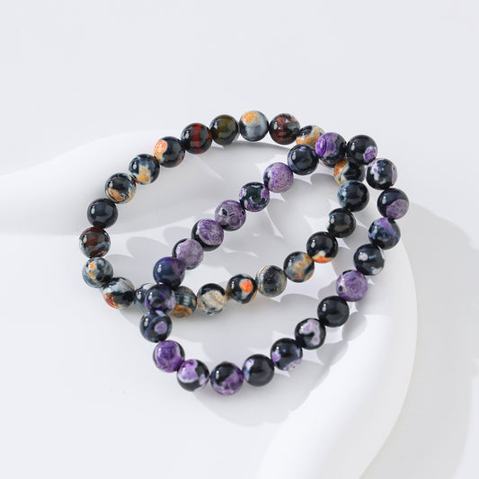 Chic and Versatile Marbled Genuine Stone Round - Bead Elastic Bracelet - Multiple Stunning Color Combinations