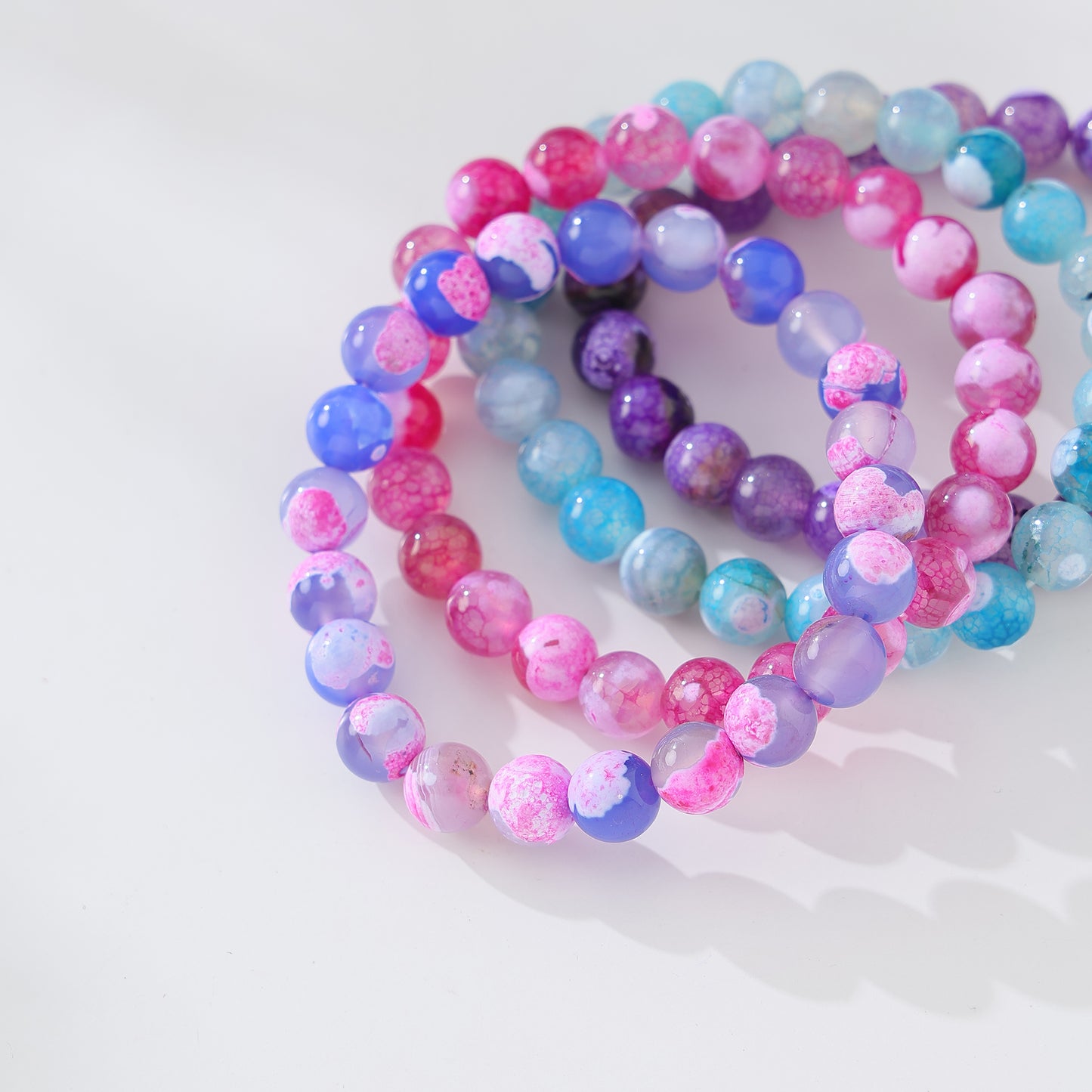Assorted 8MM Genuine Stone Beaded Bracelets – Gradient & Crackle Patterns for Women & Men, Handcrafted Natural Jewelry