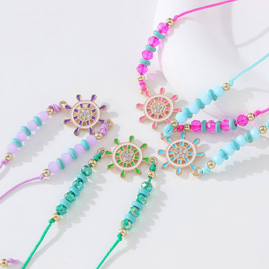 Charming Beaded Crystal Ship - Wheel Bracelets for Women - Assorted Vibrant Colors