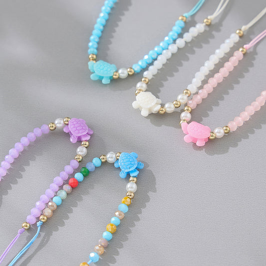 Adorable Beaded Turtle String Bracelet for Women and Girls - Soft Pastel Colors, Hand-crafted Charm, Adjustable String