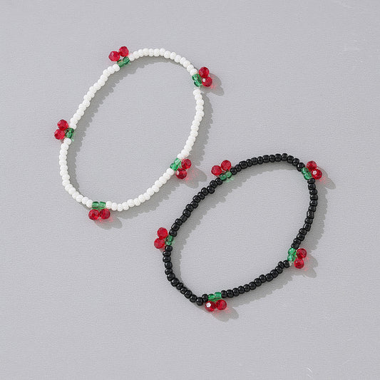 Charming Assorted Elastic Cherry - Themed Beaded Bracelets for Women - Perfect for Every Occasion