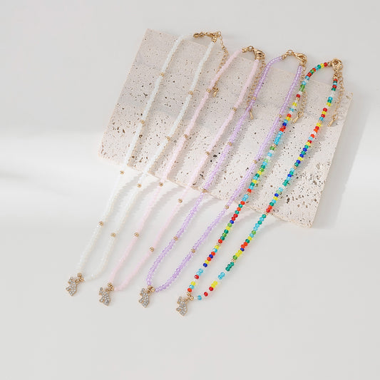 Charming Assorted Beaded Necklaces with Sparkling Crystal Elephant Charms - Boho Style Jewelry for Women