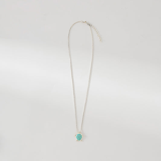 Enamel Turtle with crystals Necklace