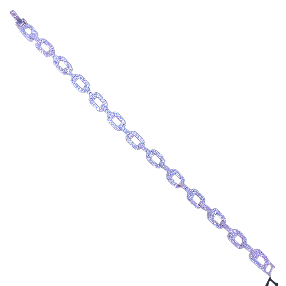 Oro Laminado Gold Filled Lugano Fancy Cuban CZ Bracelet