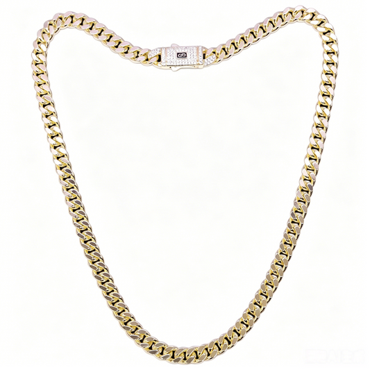 ORO LAMINADO GOLD FILLED 8MM MIAMI CUBAN CHAIN W/ LUX CLASP NECKLACE
