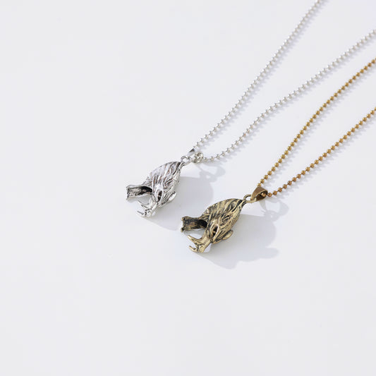 Wolf Head Pendant Necklace – Silver & Gold-Tone, Handcrafted Ball Chains with Detailed Wolf Motifs, Stylish Jewelry for Men & Women