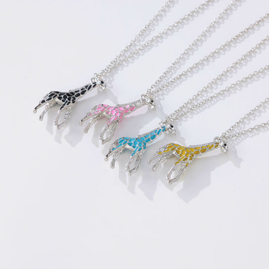 Charming Animal - Inspired Large Giraffe Necklace- Colorful & Trendy Jewelry