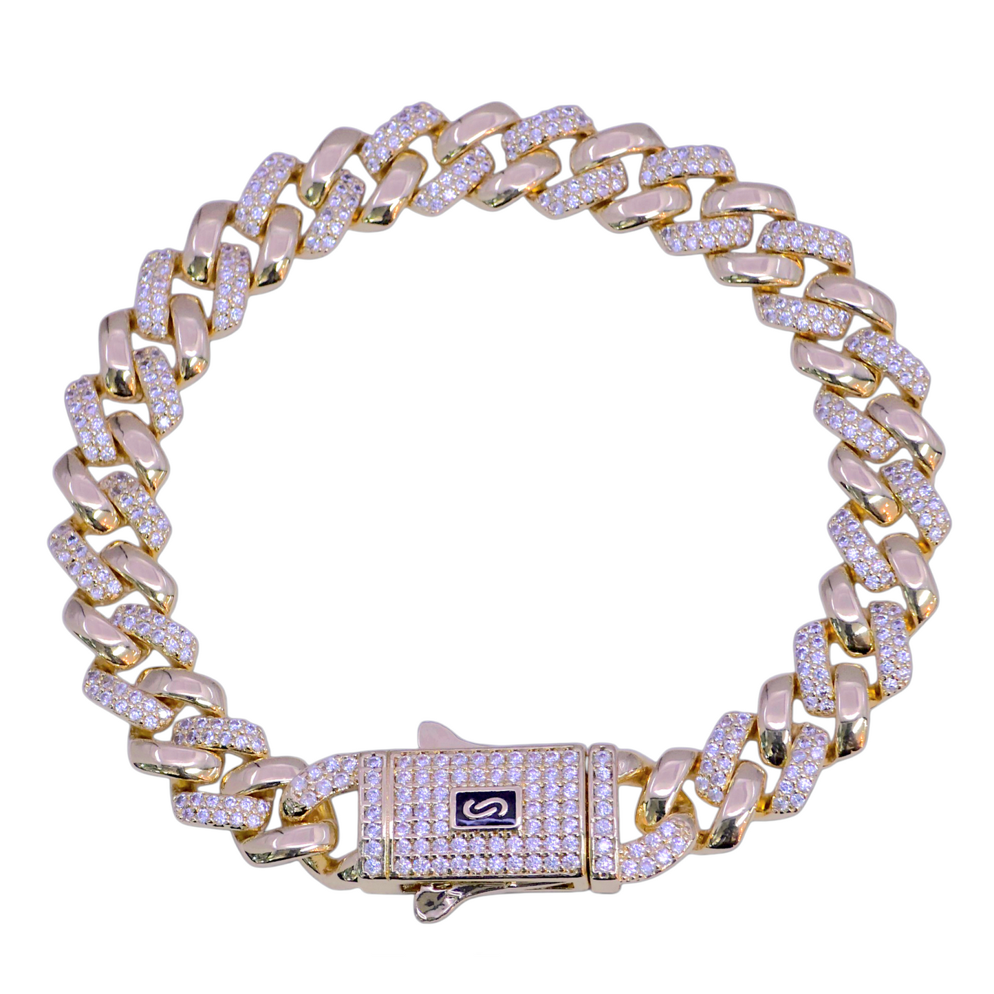 GOLD FILLED ORO LAMINADO CROATIAN CUBAN ZIRCONIA BRACELET