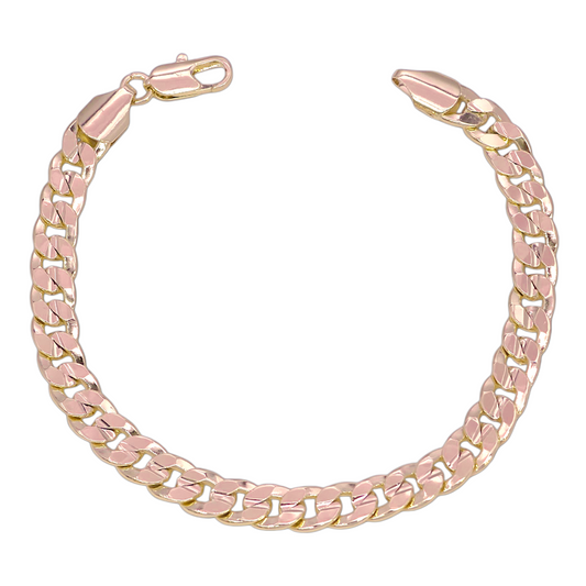 GOLD FILLED ORO LAMINADO FLORENTINE CUT CUBAN BRACELET