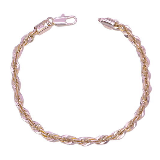 GOLD FILLED ORO LAMINADO FLORENTINE MENS ROPE BRACELET