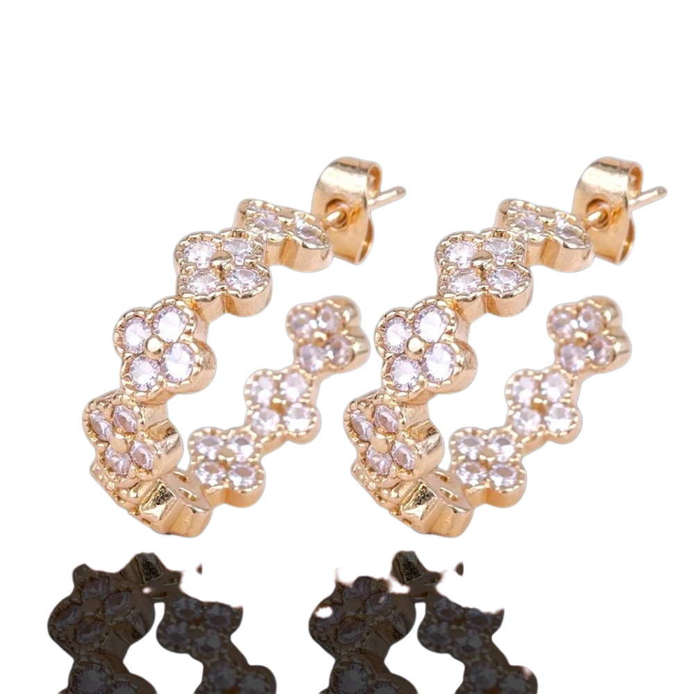 Gold Filled Oro Laminado French Blossom Hoop Earrings