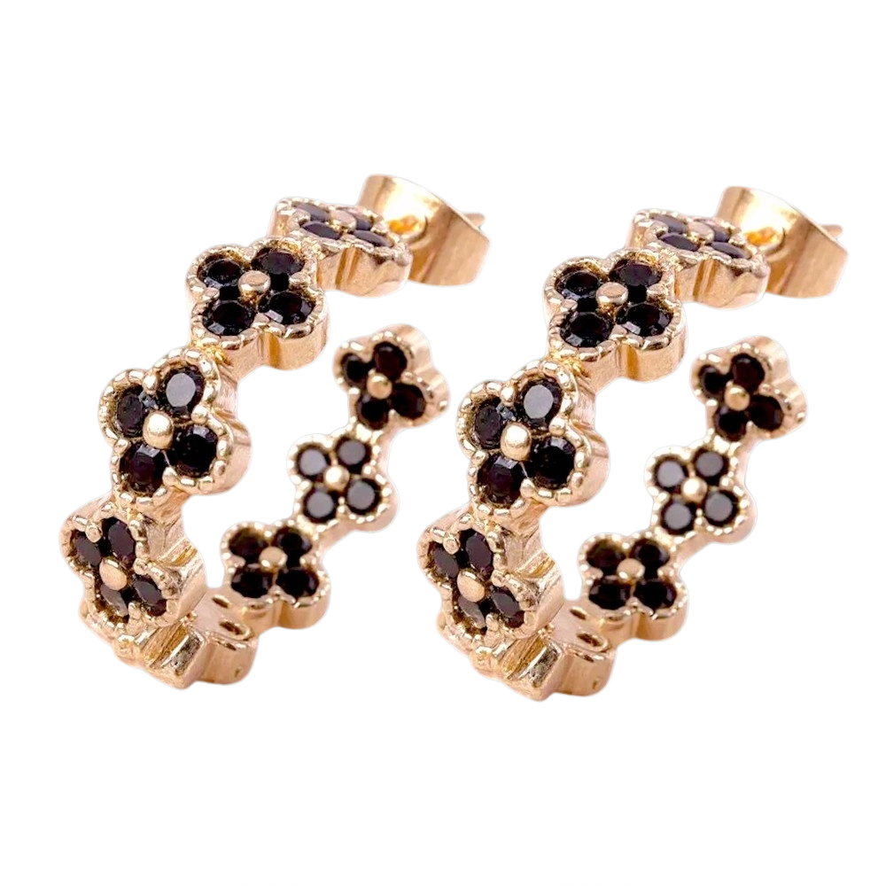 Gold Filled Oro Laminado French Blossom Hoop Earrings
