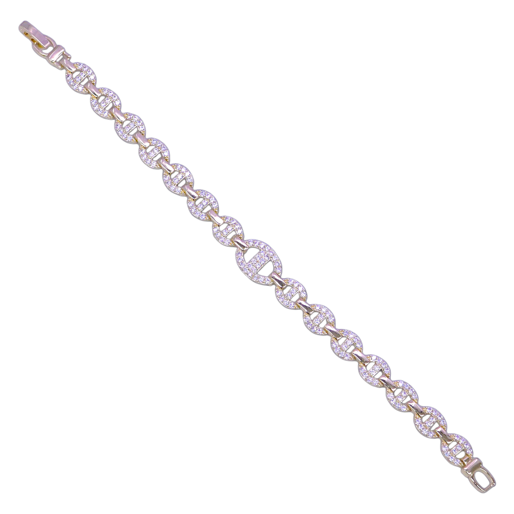 GOLD FILLED ORO LAMINADO FRENCH MARINER ZIRCONIA BRACELET