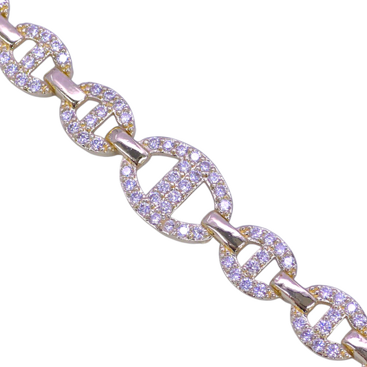 GOLD FILLED ORO LAMINADO FRENCH MARINER ZIRCONIA BRACELET