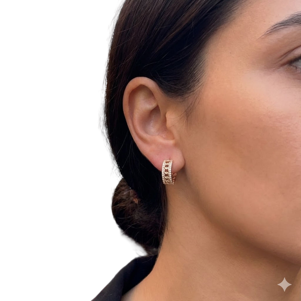 Gold Filled Oro Laminado Infinity Link Zirconia Earrings