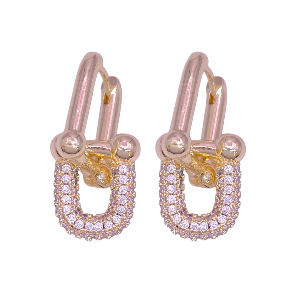 Gold Filled Oro Laminado Moroccan Horseshoe Dangle Earrings