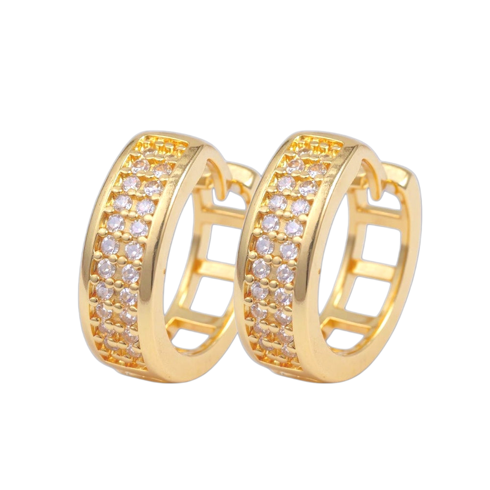 Gold Filled Oro Laminado Naples Royal Zirconia Huggie Earrings