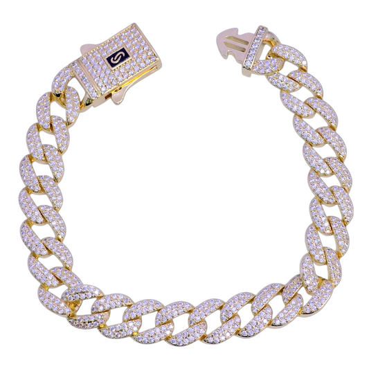 GOLD FILLED ORO LAMINADO POSTIANO CUBAN ZIRCONIA BRACELET