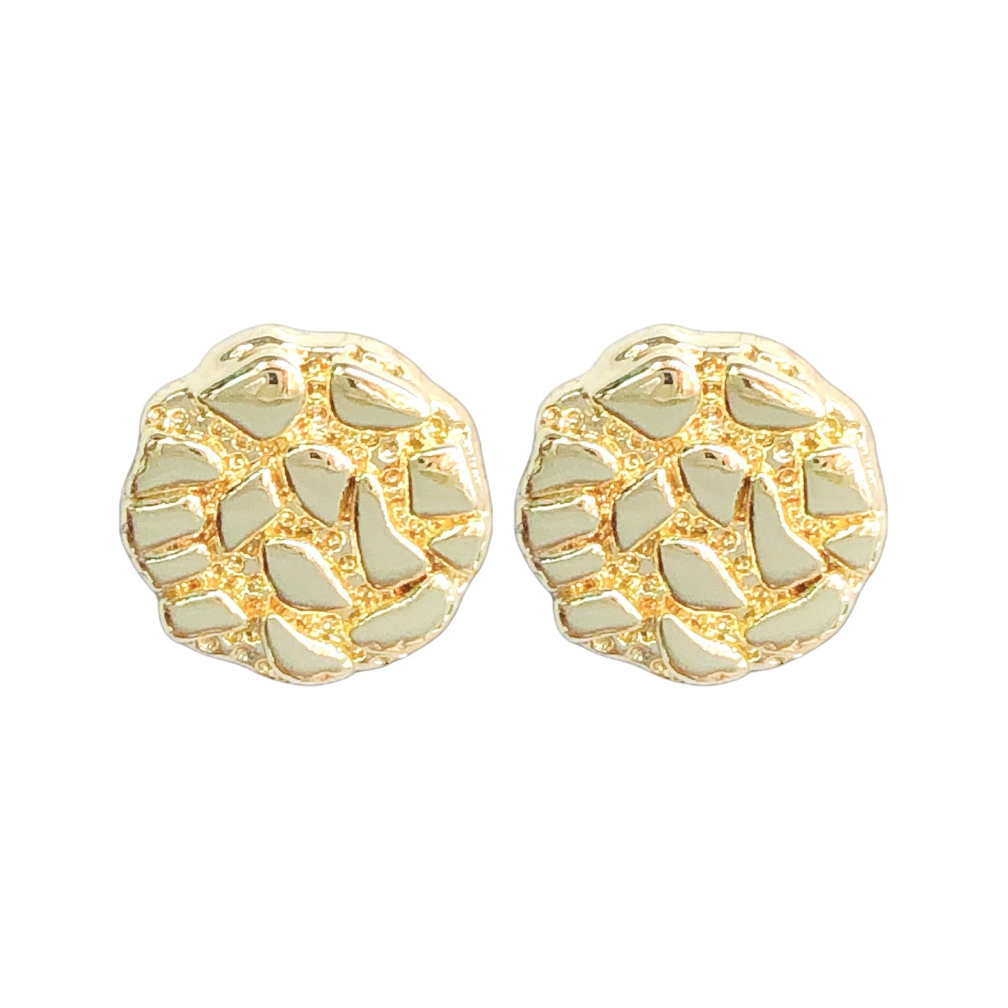 Gold Filled Oro Laminado Royale Circle Nugget Stud Earrings