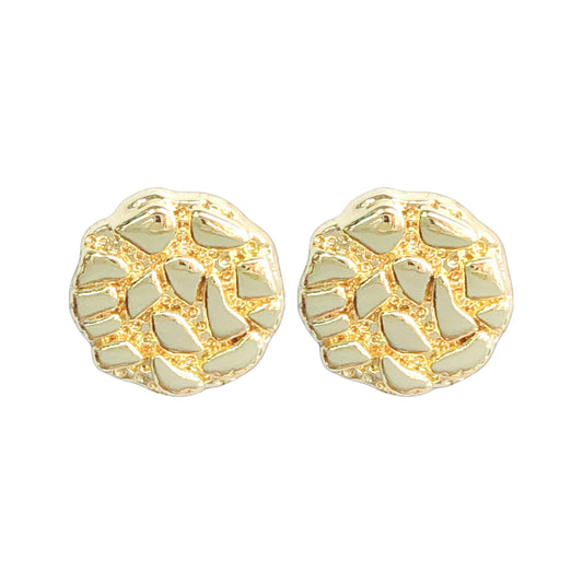 Gold Filled Oro Laminado Royale Circle Nugget Stud Earrings