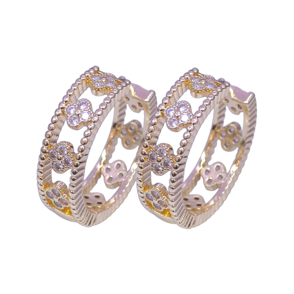 Gold Filled Oro Laminado Tokyo Blossom Zirconia Earrings