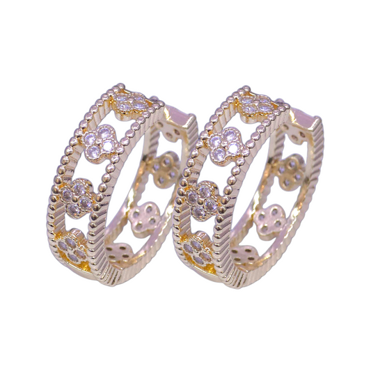 Gold Filled Oro Laminado Tokyo Blossom Zirconia Earrings