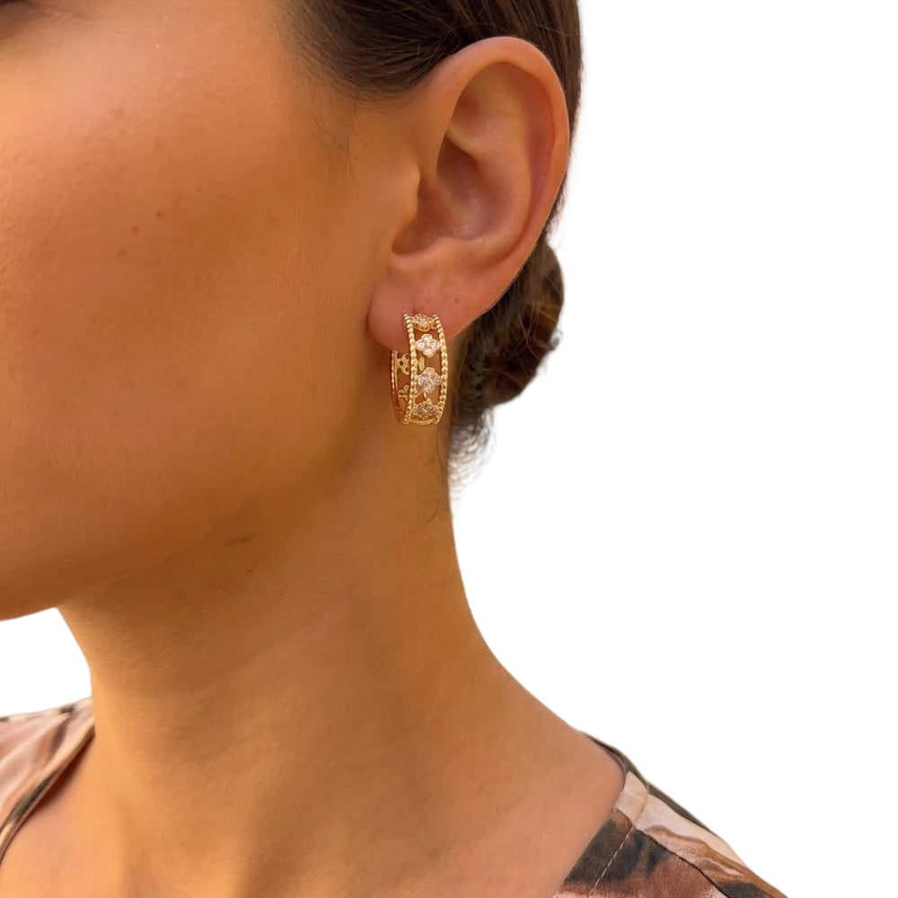 Gold Filled Oro Laminado Tokyo Blossom Zirconia Earrings