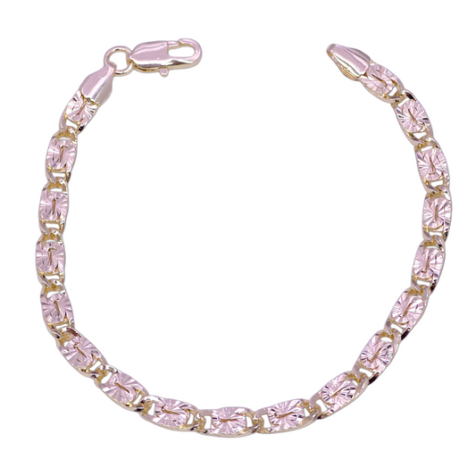 GOLD FILLED ORO LAMINADO TUNISIA ROYAL DIAMOND CUT BRACELET
