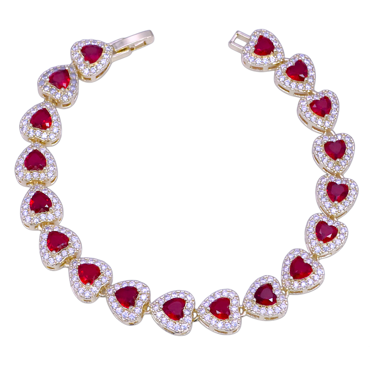 GOLD FILLED ORO LAMINADO VALENTINE HEART ZIRCONIA BRACELET