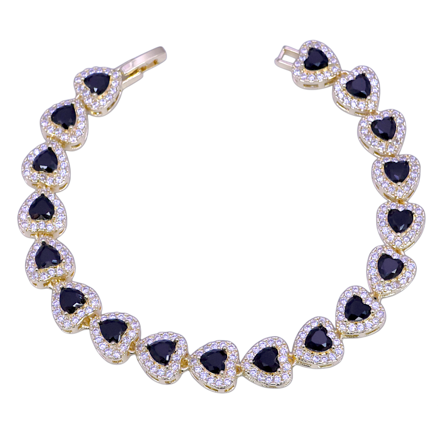GOLD FILLED ORO LAMINADO VALENTINE HEART ZIRCONIA BRACELET