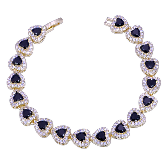 GOLD FILLED ORO LAMINADO VALENTINE HEART ZIRCONIA BRACELET
