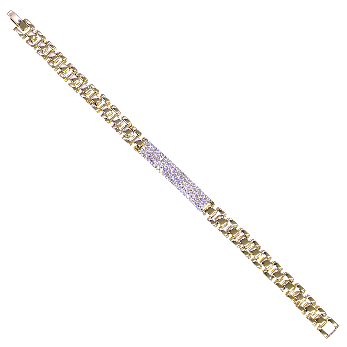 GOLD FILLED ORO LAMINADO VENETIAN ROLX ZIRCONIA ID BRACELET