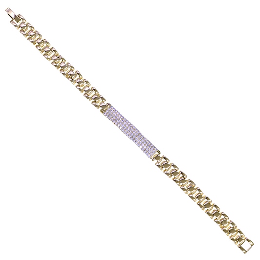 GOLD FILLED ORO LAMINADO VENETIAN ROLX ZIRCONIA ID BRACELET