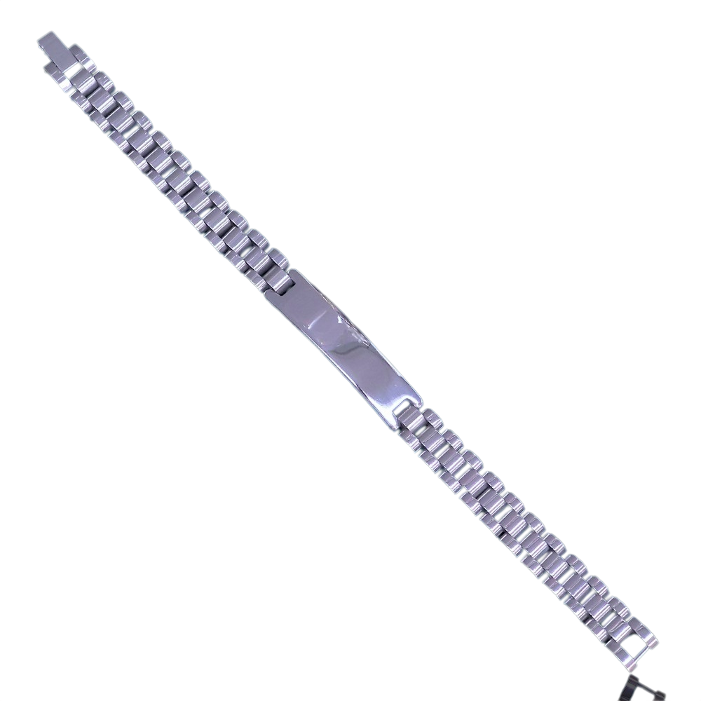 STAINLESS STEEL FLORENTINE ROLX ID MENS BRACELET
