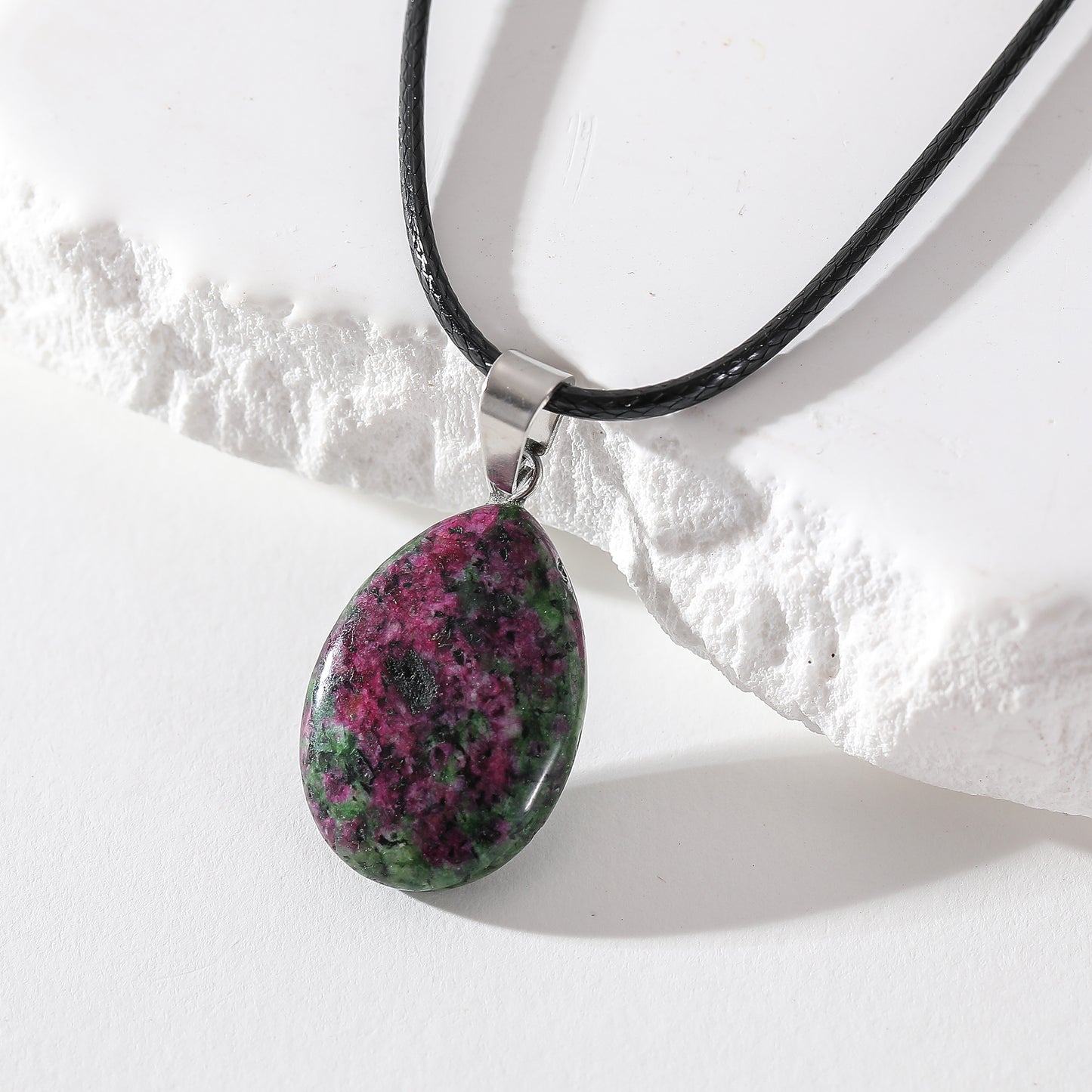 Assorted Genuine Stone Teardrop Necklace - Natural Gemstone Jewelry