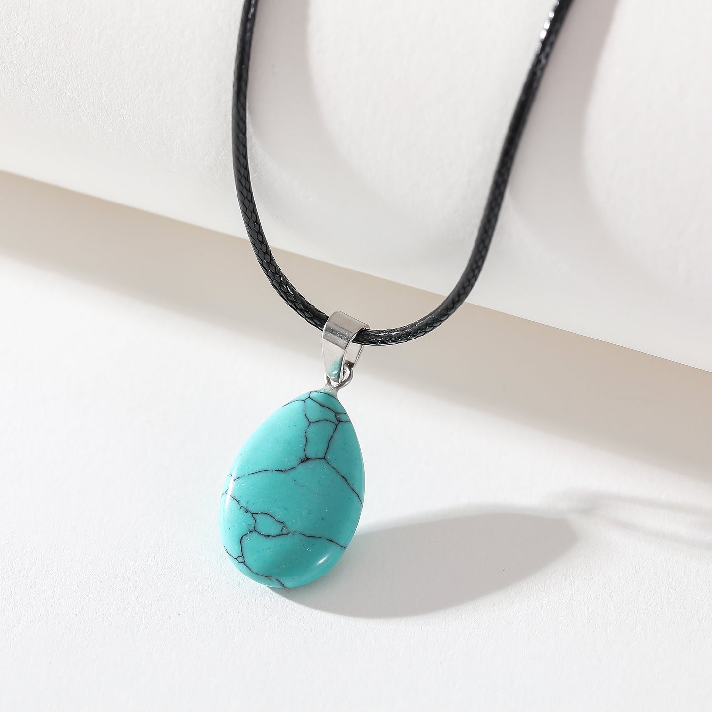 Assorted Genuine Stone Teardrop Necklace - Natural Gemstone Jewelry